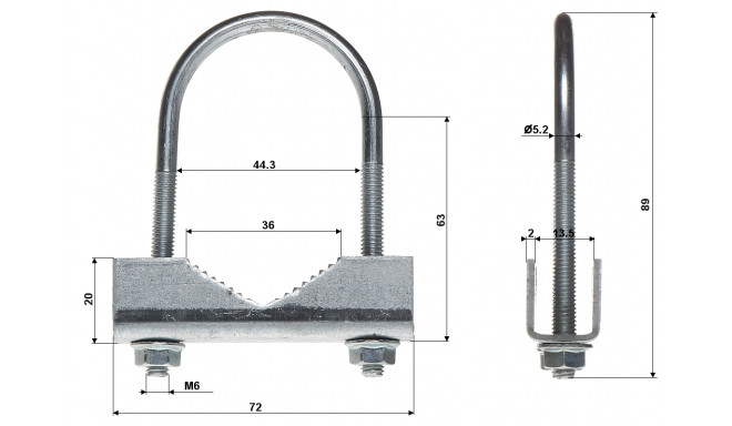 U-bolt clamp OZ-43/M6