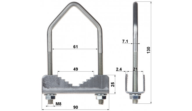 U-bolt clamp OZ-60/M8