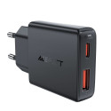 Acefast A69 PD 30W GaN USB-A USB-C nástěnná nabíječka - černá