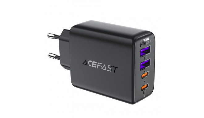 Acefast A61 PD 45W GaN charger 2 x USB-C + 2 x USB-A with 4 ports - black