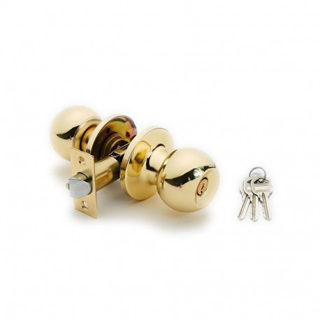 DOOR KNOB LOCK 607 PB 3 KEYS POLISH BRAS