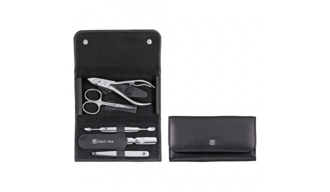 Zwilling Classic Inox Manicure Set - Black Leather Case, 5 Pieces - Black