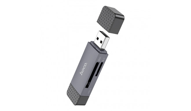 HOCO card reader 2in1 USB A + Type C 2.0 metal gray