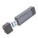 HOCO card reader 2in1 USB A + Type C 3.0 metal gray