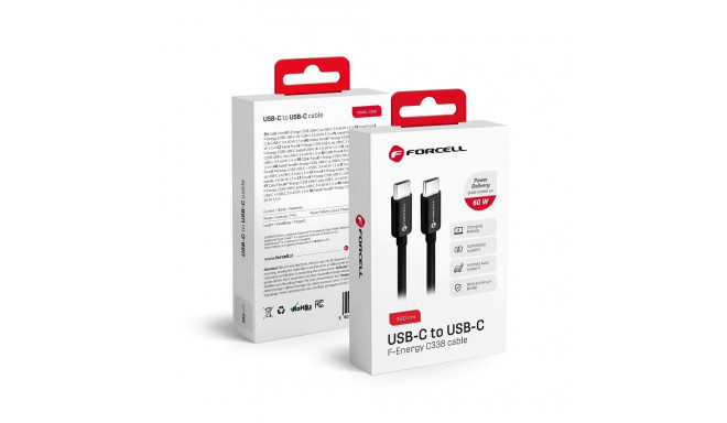 Cable USB C to USB C Forcell F-Energy QC4.0 PD 3A 60W 3 m C338 black