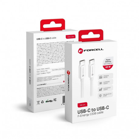 Cable USB C to USB C Forcell F-Energy QC4.0 PD 3A 60W 1 m C338 white