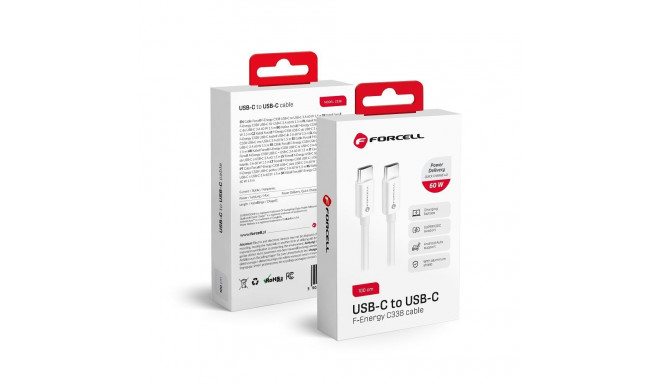 Cable USB C to USB C Forcell F-Energy QC4.0 PD 3A 60W 1 m C338 white