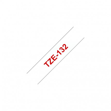 Kleepkirjalint Brother TZE-132 läbipaistev, punane tekst, laius 12mm