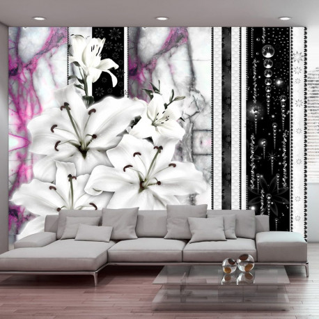 Fototapeet - Crying lilies on purple marble - 400x280