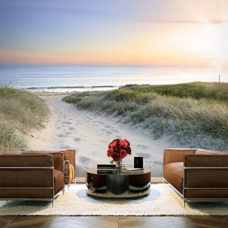 Fototapeet - Morning walk on the beach - 100x70