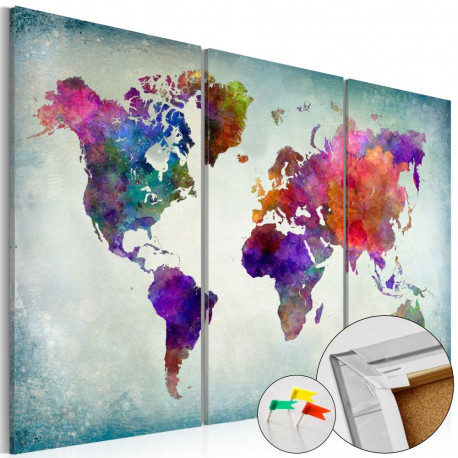 Pilt korgil - World in Colors [Cork Map] - 120x80