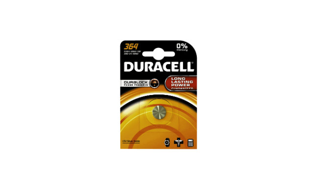 Hõbeoksiidpatarei 364 (SR60, V364, SR621SW) 1,55V Duracell