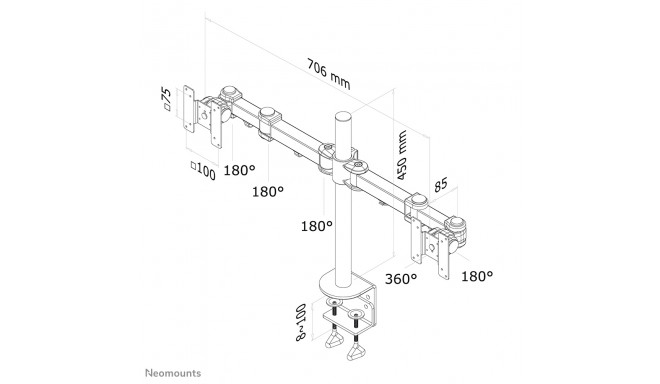 NEWSTAR FLAT SCREEN DESK MOUNT (CLAMP) 10-27" BLACK