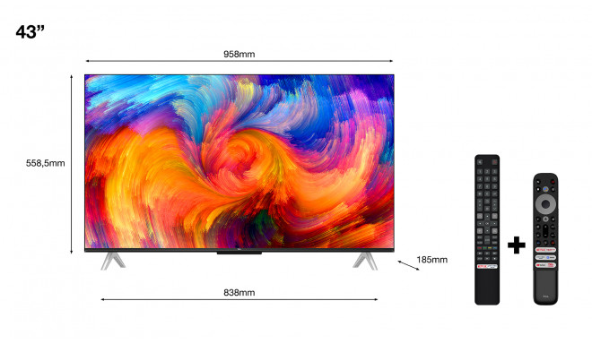 TCL  TV Set||43"|4K/Smart|3840x2160|Wireless LAN|Bluetooth|Google TV|43P638