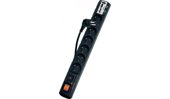 Acar USB anti-surge power strip 6 sockets 3 m black (W0158)