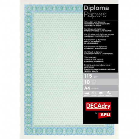 Diplomipaber Certificate A4, türkiis, 115g, 25 lehte, Apli