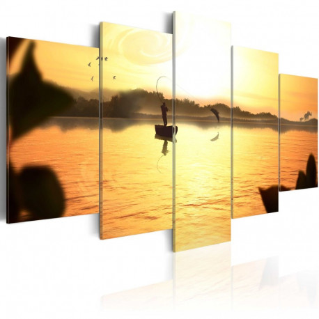 Seinapilt - A lake at dusk - 100x50