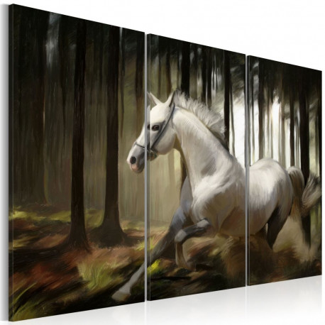 Seinapilt - A white horse in the midst of the trees - 120x80