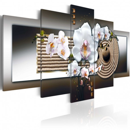 Seinapilt - Orchid and zen garden - brown - 100x50