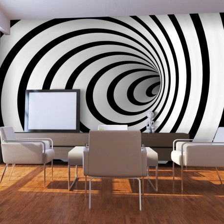 Fototapeet - Black and white 3D tunnel - 450x270