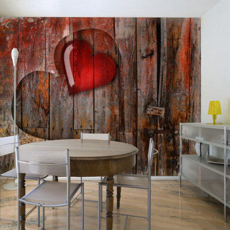 Fototapeet - Heart on wooden background - 400x309