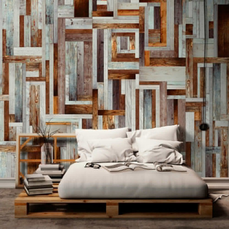 Fototapeet - Labyrinth of wooden planks - 50x1000