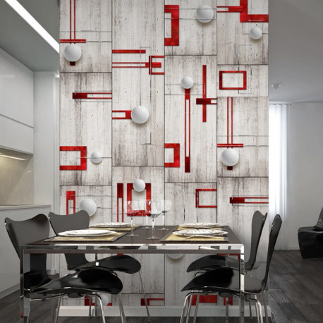 Fototapeet - Concrete, red frames and white knobs - 50x1000
