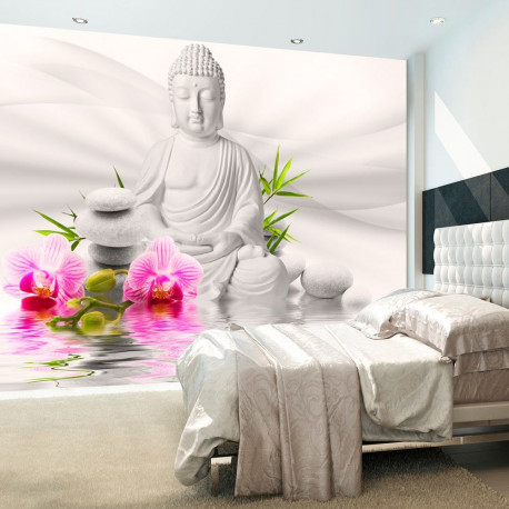 Fototapeet - Buddha and Orchids - 400x280