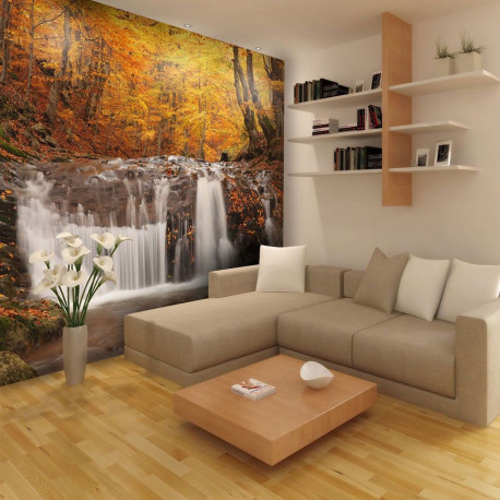 Fototapeet - Autumn landscape : waterfall in forest - 200x154