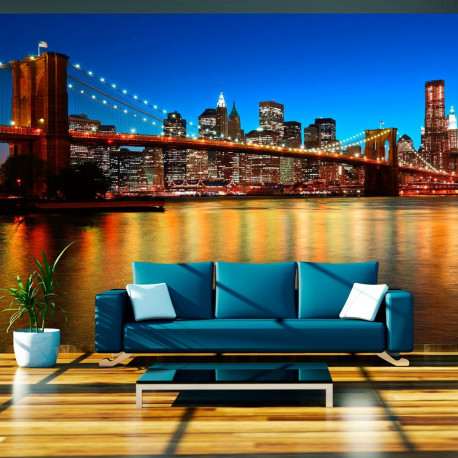 Fototapeet - Dusk over the Brooklyn Bridge - 400x309