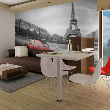 Fototapeet - Eiffel Tower and red car - 250x193