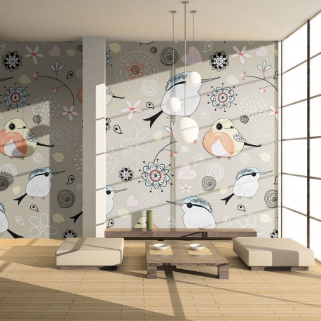 Fototapeet - Natural pattern with birds - 300x231
