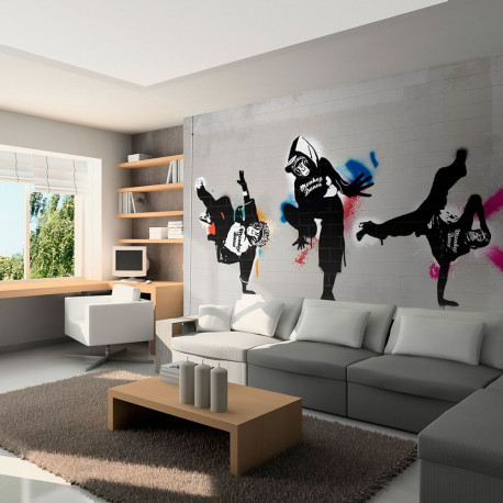 Fototapeet - Monkey dance - street art - 400x309