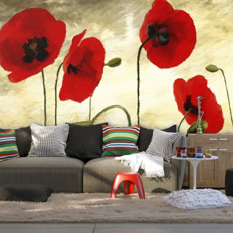 Fototapeet - Golden Field of Poppies - 400x309
