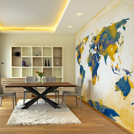 Fototapeet - Map of the World - Sun and sky - 200x154