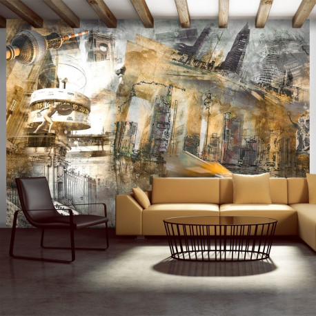 Fototapeet - Berlin - collage (orange) - 250x175