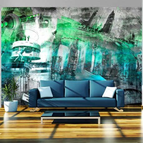 Fototapeet - Berlin - collage (green) - 250x175