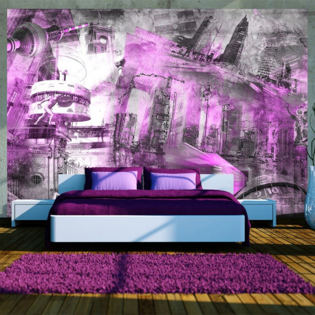 Fototapeet - Berlin - collage (violet) - 300x210