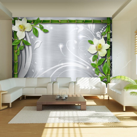 Fototapeet - Bamboo and two orchids - 250x175