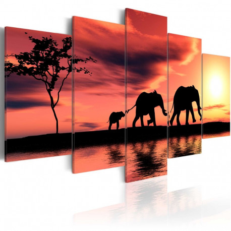 Seinapilt - African elephants family - 100x50
