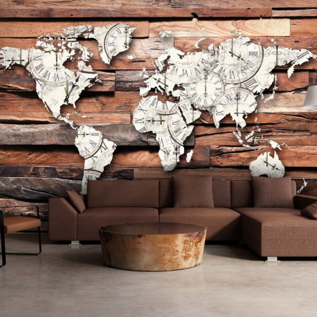 Fototapeet - Map On Wood - 100x70