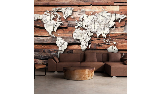 Fototapeet - Map On Wood - 300x210