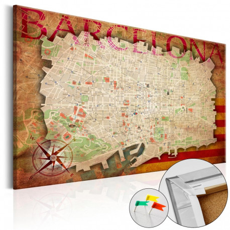 Pilt korgil - Map of Barcelona [Cork Map] - 90x60
