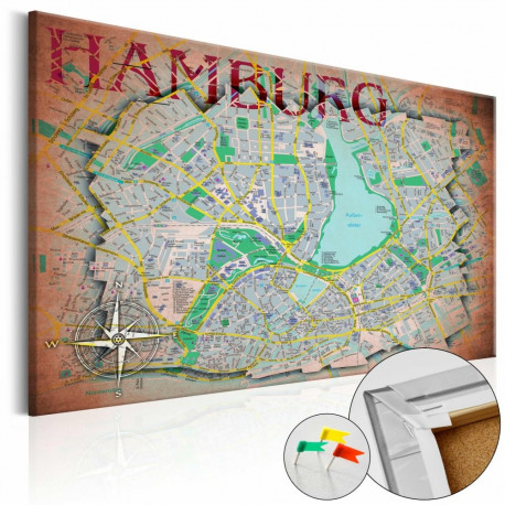 Pilt korgil - Hamburg [Cork Map] - 120x80