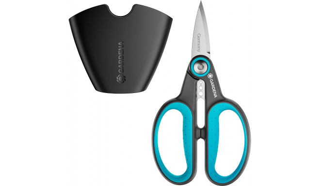 Gardena Secateurs HerbCut, set with holster (grey/turquoise, herb scissors with defoliation function