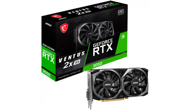MSI GeForce RTX 3050 Ventus 2X XS 8G OC, graphics card (1x DisplayPort, 1x HDMI 2.1, 1x DVI-D)