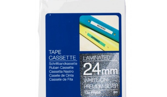 BROTHER TZE-PR955 24 WHITE ON SILVER TAPE
