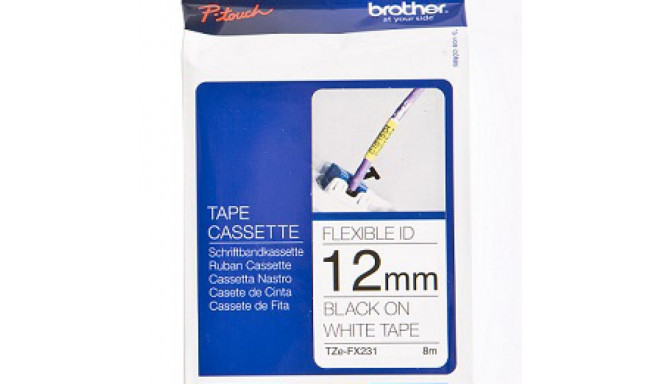 BROTHER TZEFX231 12 BLACK ON WHITE FLEX