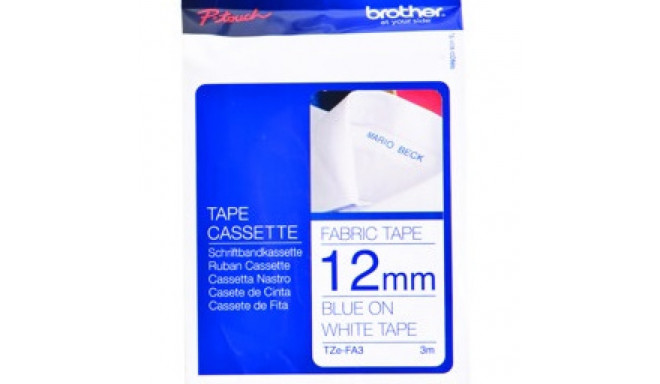 BROTHER TZFA3 12 BLUE ON WHITE FABRIC
