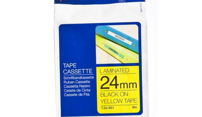 BROTHER TZ651 24 BLACK ON YELLOW